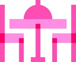A pink and white abstract image of a table and chairs vector