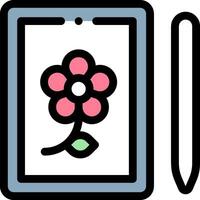A tablet with a flower and a pen vector