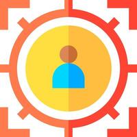 A person is in the center of an orange and red circle vector