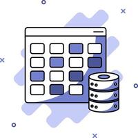 A database with a row of data and a stack of disks vector