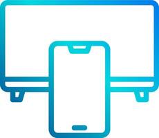 A smartphone and a television are connected to each other vector