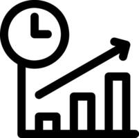 A graph chart with a clock and a bar graph vector