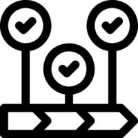 A black and white icon of three check marks vector