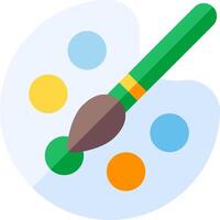 A paint brush and a paint palette on a white background vector
