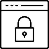 A black and white icon of a padlock on a computer screen vector