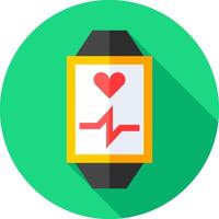 A flat icon of a smart watch with a heart beat vector