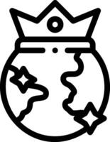 A black and white logo with a crown on top of a globe vector