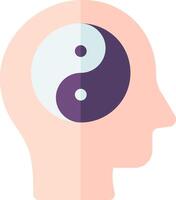 Yin and yang symbol in the head of a person vector