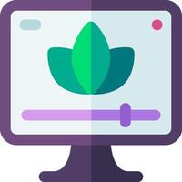 A computer monitor with a green leaf on it vector