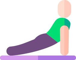 A man is doing a plank pose on a purple and green mat vector