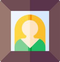 A woman's face in a frame with a yellow background vector