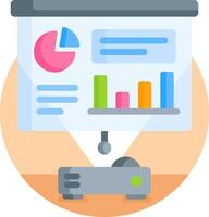 A flat icon of a projector and a screen vector