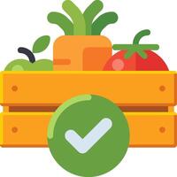An icon of vegetables and fruit in a crate vector