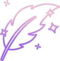 A feather with stars and a purple background vector