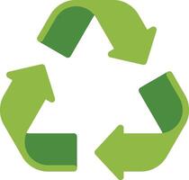 A green recycling symbol with arrows pointing in different directions vector