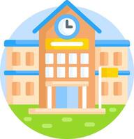 School building with clock and sign vector