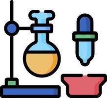 A laboratory with a test tube and a flask vector