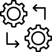 Two gears with arrows pointing to the left and right vector
