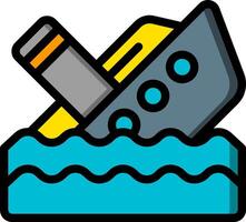 A ship sinking in the ocean with a boat in the water vector