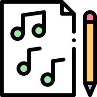 A pencil and music notes on a sheet of paper vector