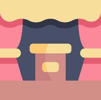 A cartoon of a stage with curtains and a chair vector