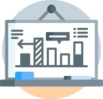A person holding a laptop with a bar chart on it vector