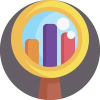A magnifying glass with a bar graph on it vector