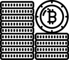 Bitcoin icon with a stack of coins and a bitcoin symbol vector