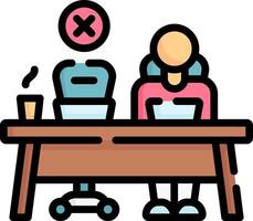 A person sitting at a desk with a computer vector