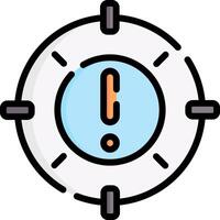 A circular icon with a warning sign vector