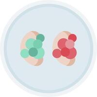 Two red and green spheres are in a circle vector