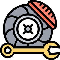 A wheel with a wrench and a wrench icon vector