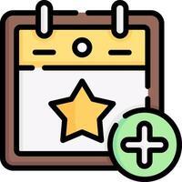 A calendar with a star and a plus sign vector