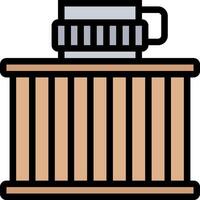 A wooden crate with a coffee pot on top vector