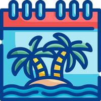 A calendar with palm trees and a beach vector