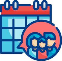 A calendar icon with a family and a speech bubble vector