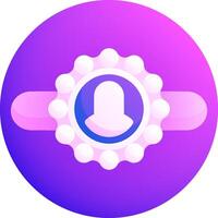 A purple circle with a white circle with a pink flower in the center vector