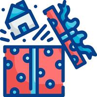 A house is inside a gift box with a bow vector