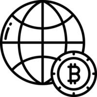 Bitcoin globe icon illustration vector