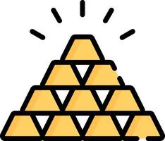 A pyramid of gold coins with a light shining on top vector