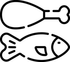 A fish and a bone are shown in black and white vector