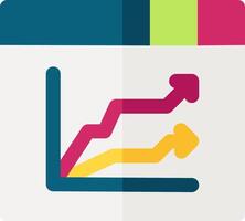 A colorful icon with a graph and arrow vector