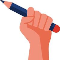 A hand holding a pencil with a red tip vector