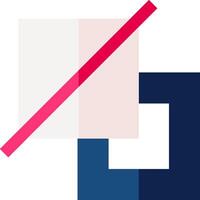 A pink and blue square with a red line through it vector