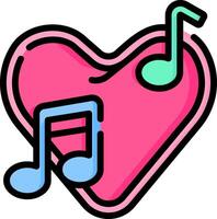 A heart with music notes and a note vector