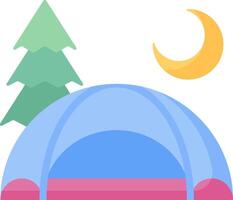 A tent and a tree with a moon in the background vector
