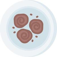 A plate with chocolate swirls on it vector