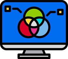 A computer monitor with a colorful graphic on it vector