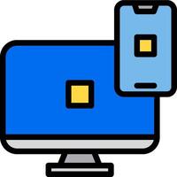 A computer and phone are connected to a monitor vector