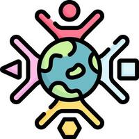 A colorful icon of people around the earth vector